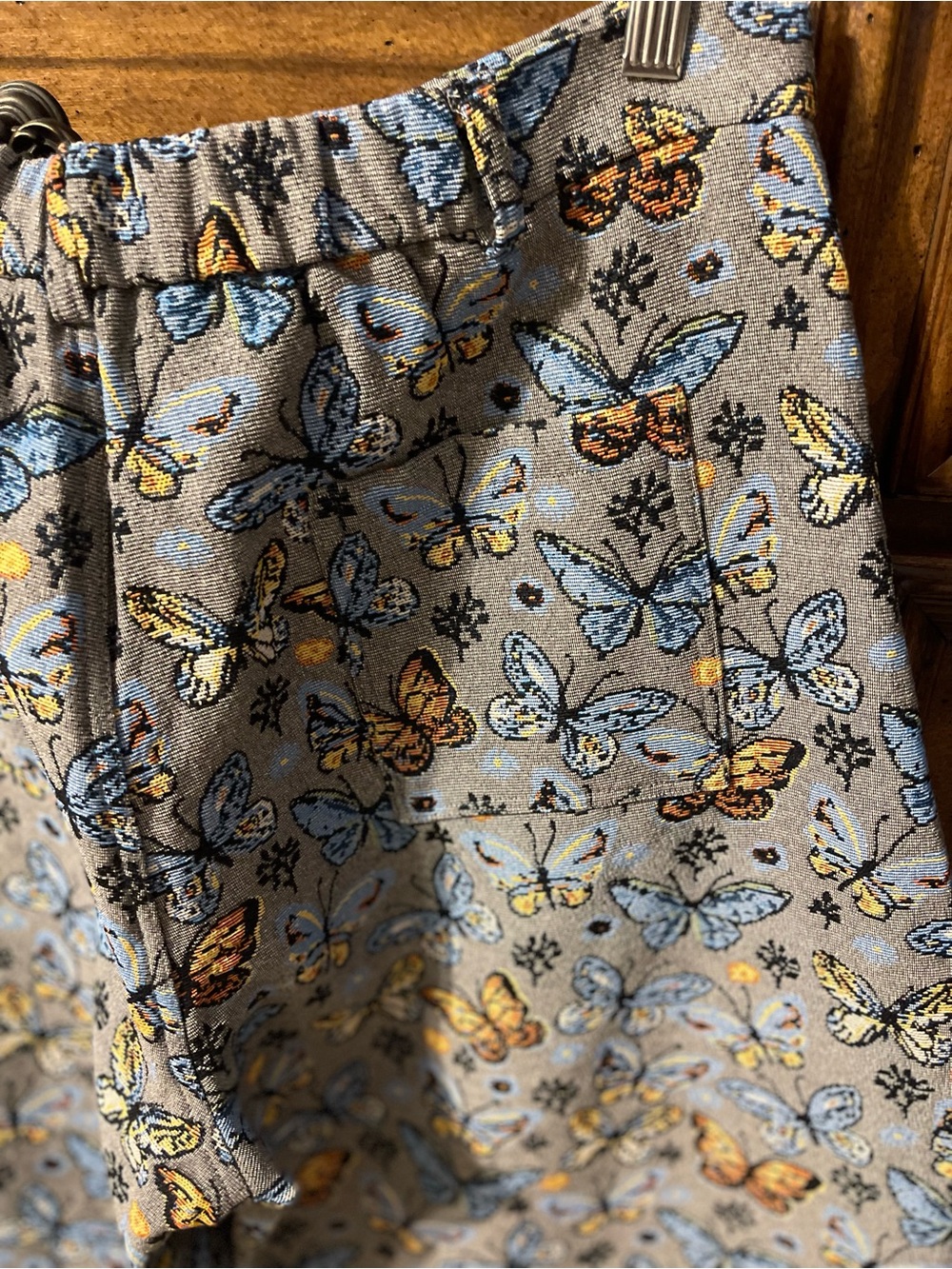 DAVI & DANI Butterfly Print Wide Leg Trousers in Blue and Yellow - Picture 7 of 7